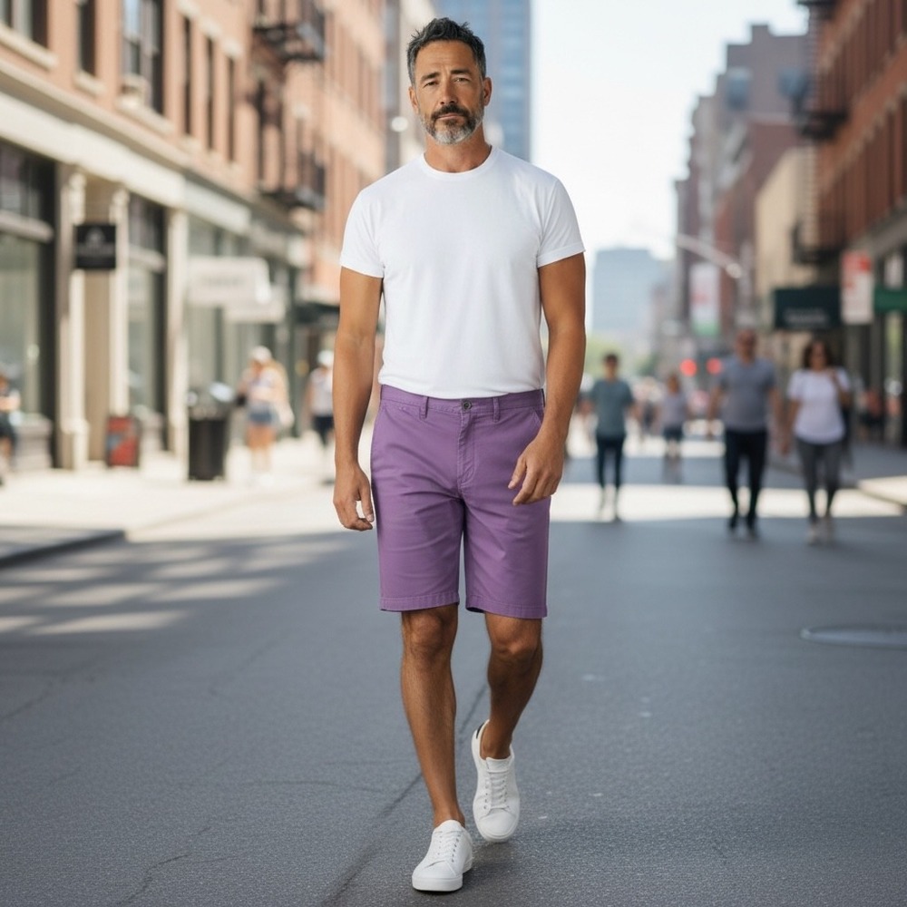 Johnnie-O Mens Purple Chino Shorts Size‎ 36 Flat Front Cotton Twill Golf Casual